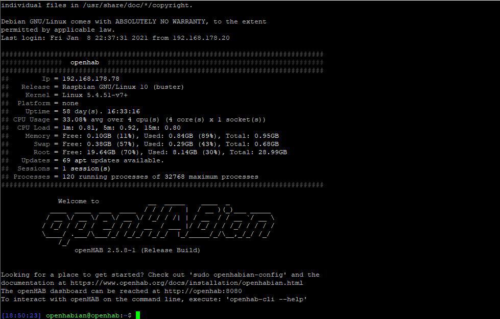 login openhabian