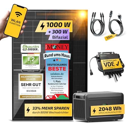 Smarter Garten - Solakon 1000W Balkonkraftwerk mit Speicher